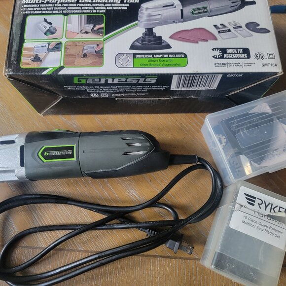 Genesis Multi-Purplose Oscillating Tool and Ryker Hardware 15-Piece Saw Blades - Picture 1 of 10